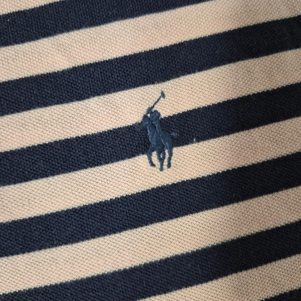 Polo Ralph Lauren Polo Shirt Mens XL Pink Navy Striped Cotton Pique Preppy Pony